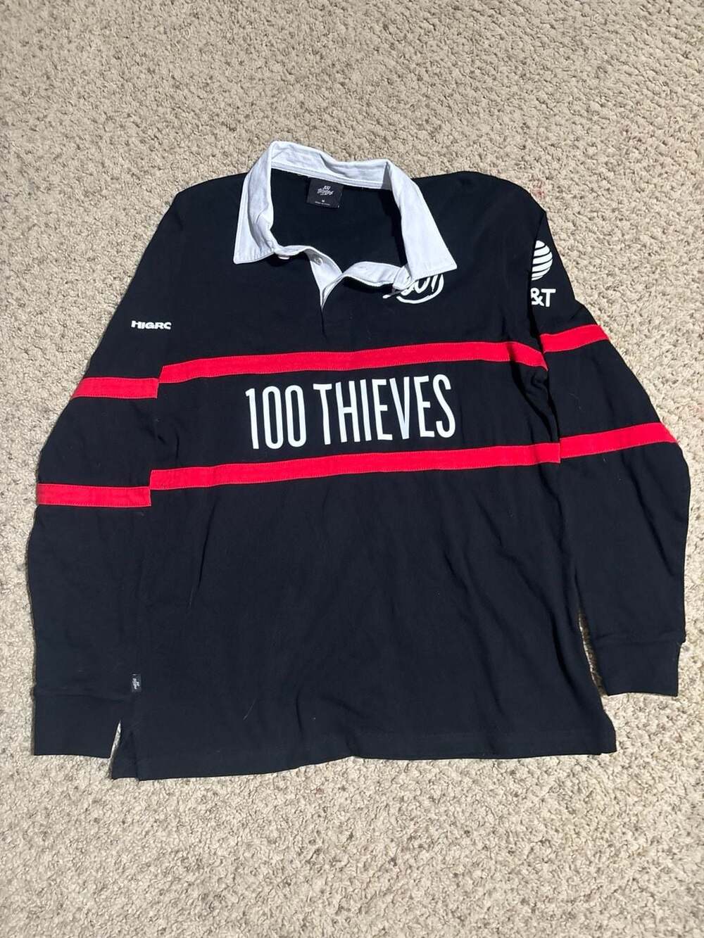 100 Thieves Higround Collaborative Long Sleeve Rugby Shirt Black/Red